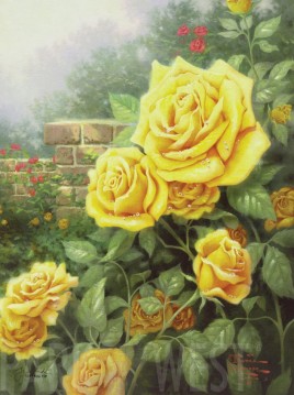 in perfect tune Painting - A Perfect Yellow Rose Thomas Kinkade